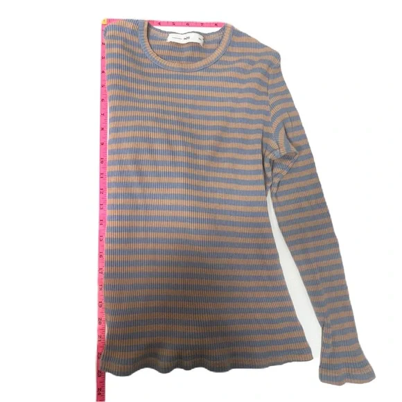 Acne Blue and Tan Striped Long Sleeve Tee - Picture 6 of 8